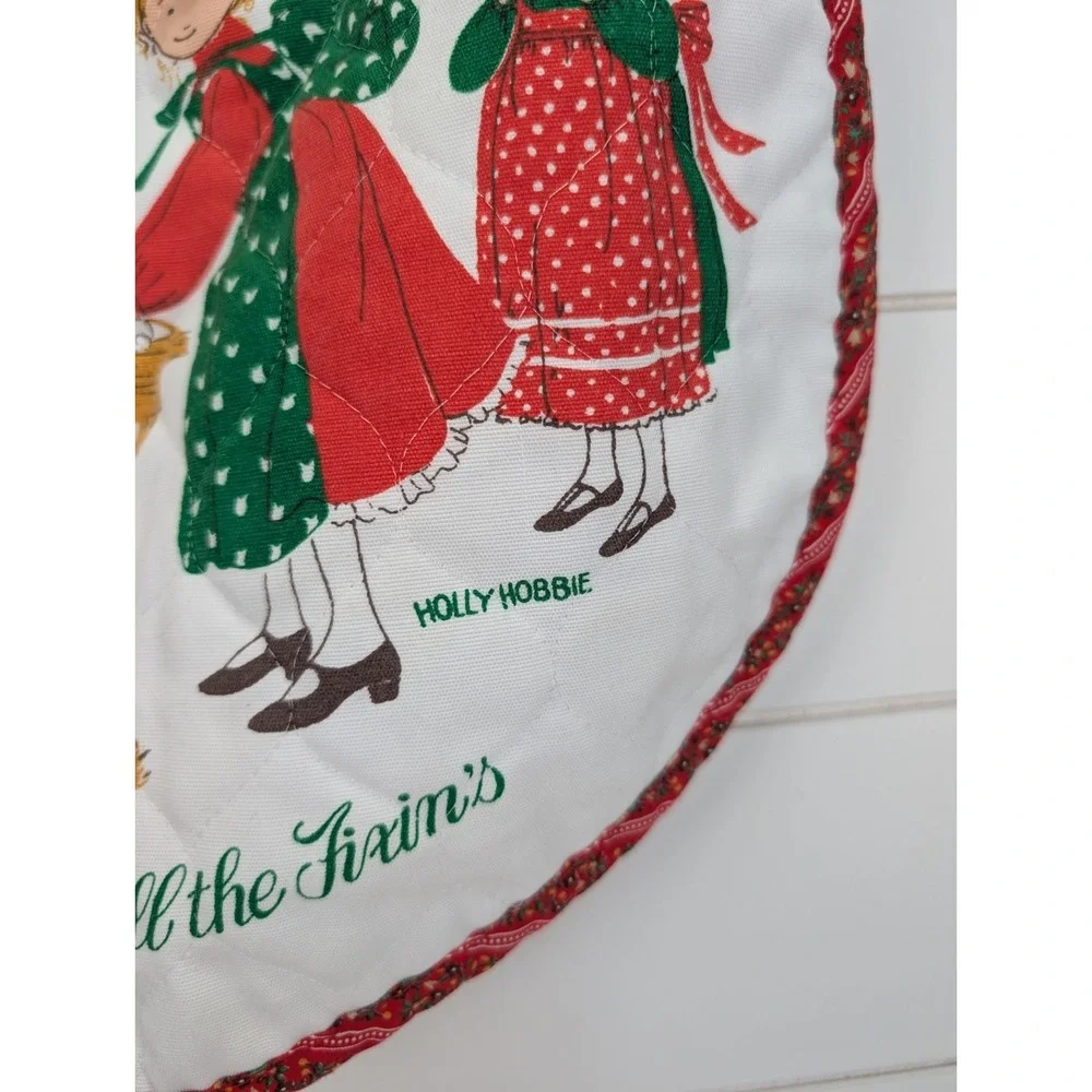 Vintage Holly‎ Hobbie Christmas Apron One Size Waist Tie Back Holiday Wishes